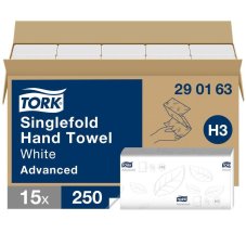 Tork ručník ZZ Singlefold, 2-vrstvý, 250 útržků / 15 ks bílý, celulóza+recykl, 24,8 x 23 cm