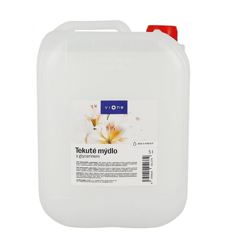 Mýdlo tekuté Vione bílé s perletí pH neutrální s glycerinem 5 l