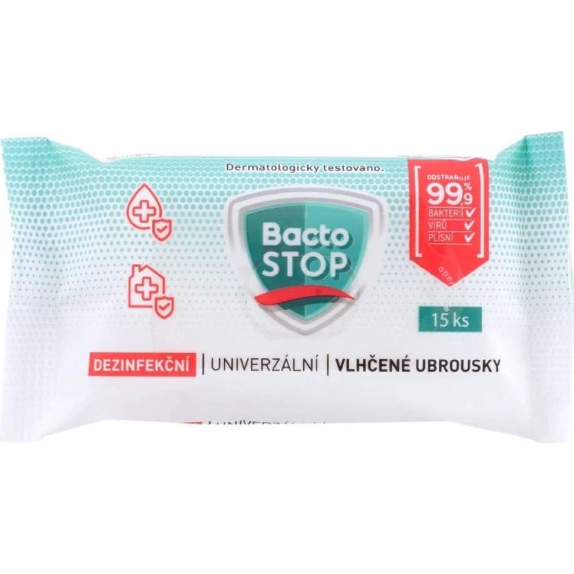 Ubrousky vlhčené dezinfekční Bactostop 15 ks