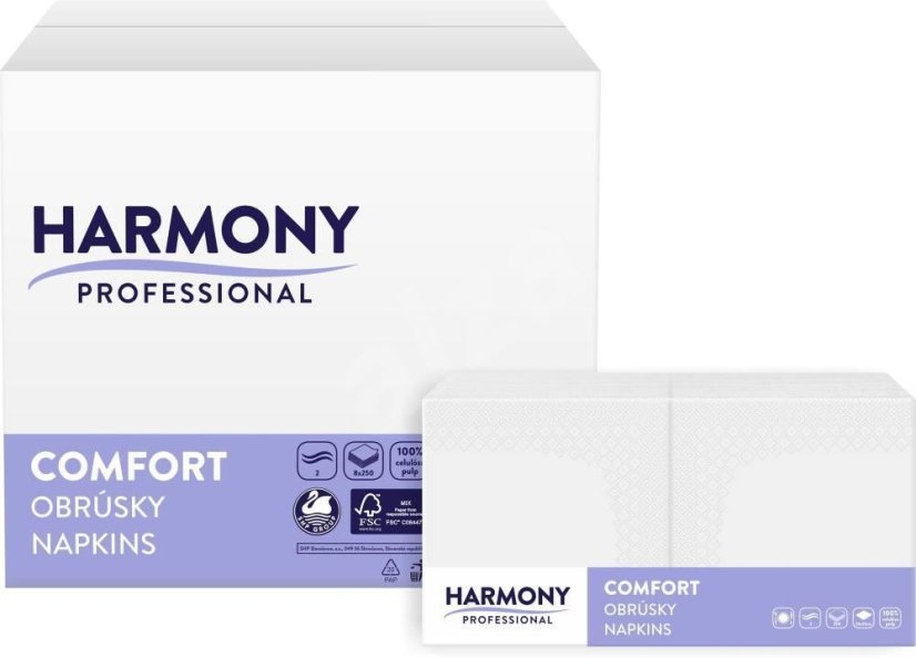 Harmony ubrousky Professional Gastro bílé 40x40 cm, 2-vrstvé / 250 ks