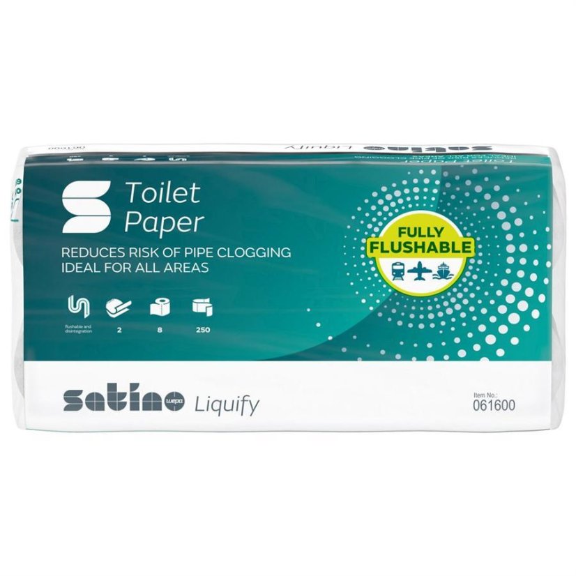 Papír toaletní SATINO, 2-vrstvý, rozpustitelný, návin 27,5 m/ 8 ks
