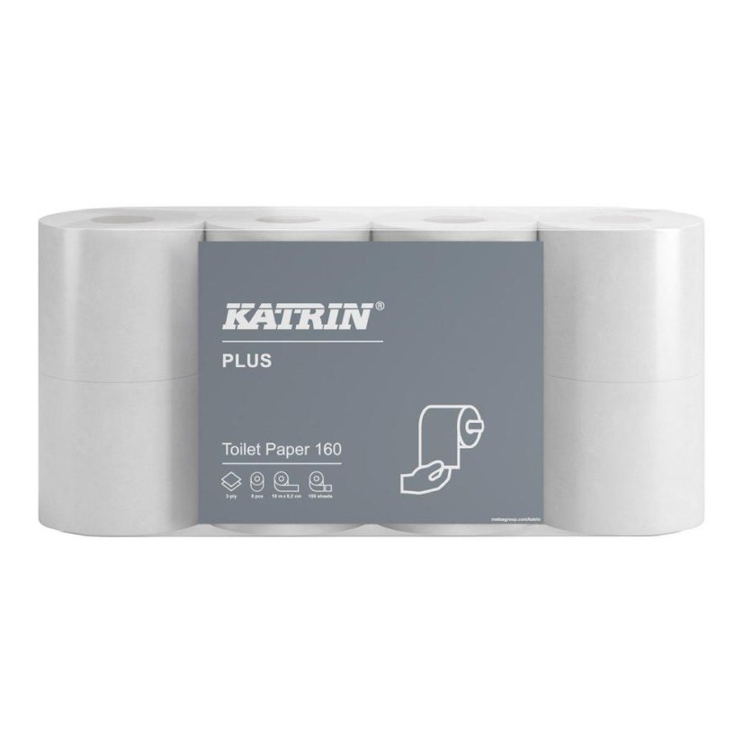 Katrin papír toaletní Plus 2-vrstvý 100% cel. 18m / 8ks