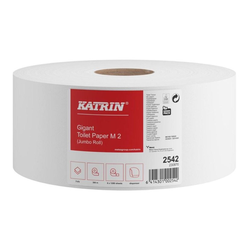 Katrin papír toaletní JUMBO M2 230 mm, 2-vrstvý, bílý / 6 ks