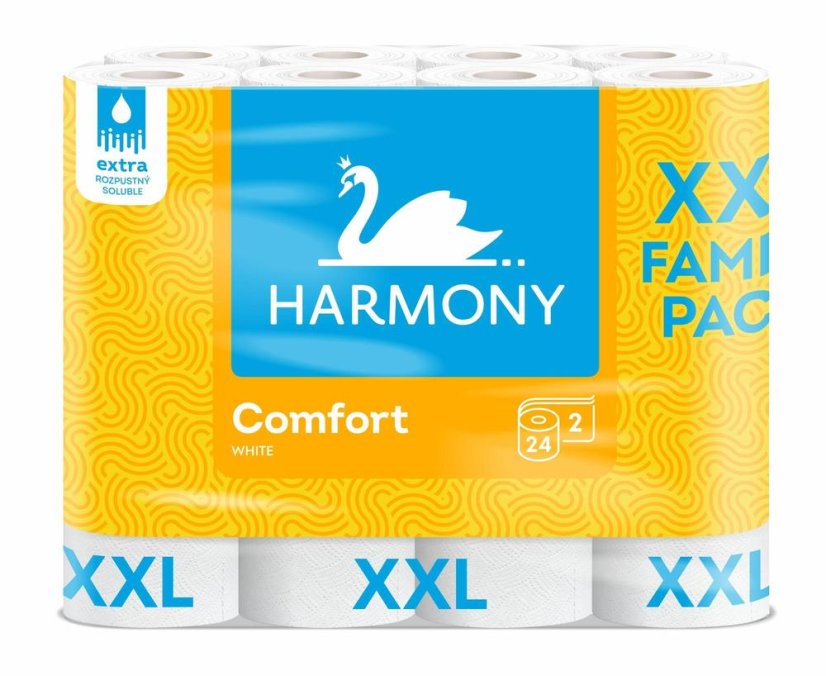 Harmony papír toaletní Comfort Family XXL 2-vrstvý recykl bílý / 24 ks Harmony papír toaletní Comfort Family XXL 2-vrstvý recykl bílý / 24 ks