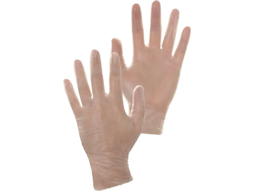 CXS rukavice MOSE, jednorázové, vinyl, transparentní, lehce pudřené/100 ks vel. L (9)