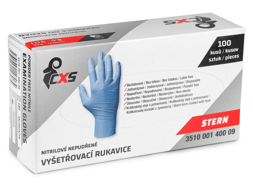 CXS rukavice STERN, jednorázové, nitril, modré, nepudřené/100 ks vel. XL (10)