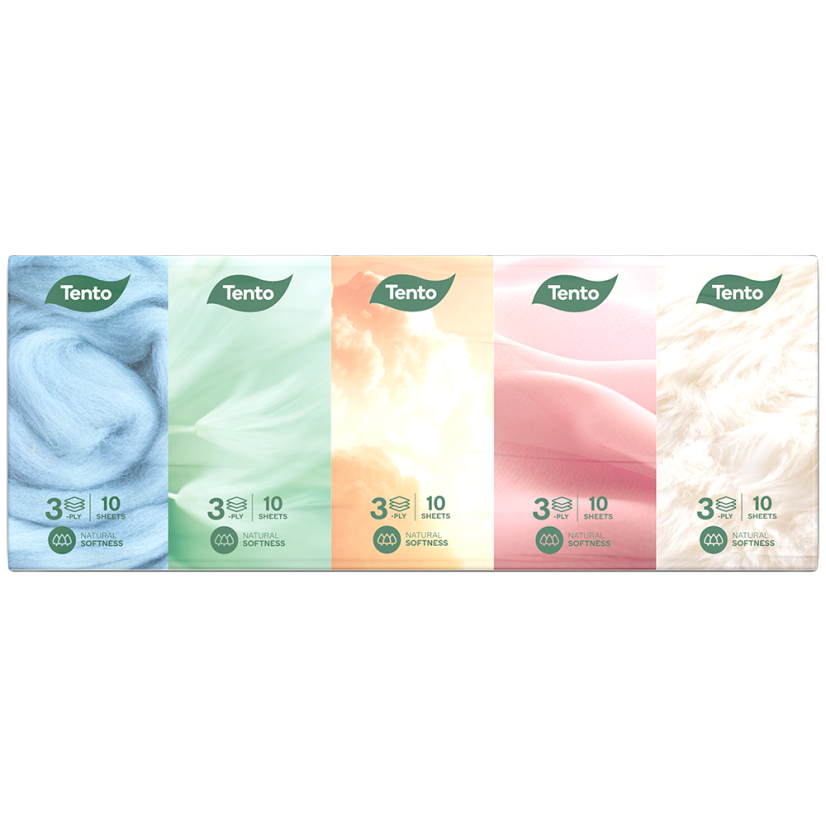 Kapesníčky papírové TENTO Natura Soft 3-vrstvé/ 10 ks