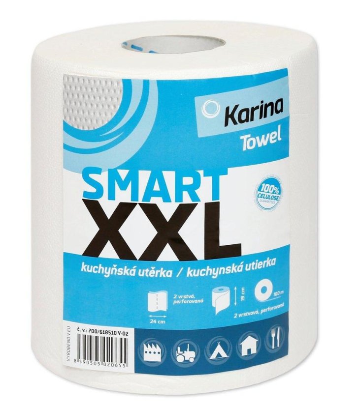 Papírová utěrka v roli KARINA XXL 2-vrstvá 100 m / 1 role