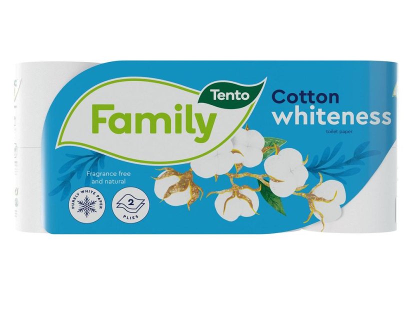 Papír toaletní TENTO Family Cotton 2-vrstvý, 100% celulóza / 8 ks